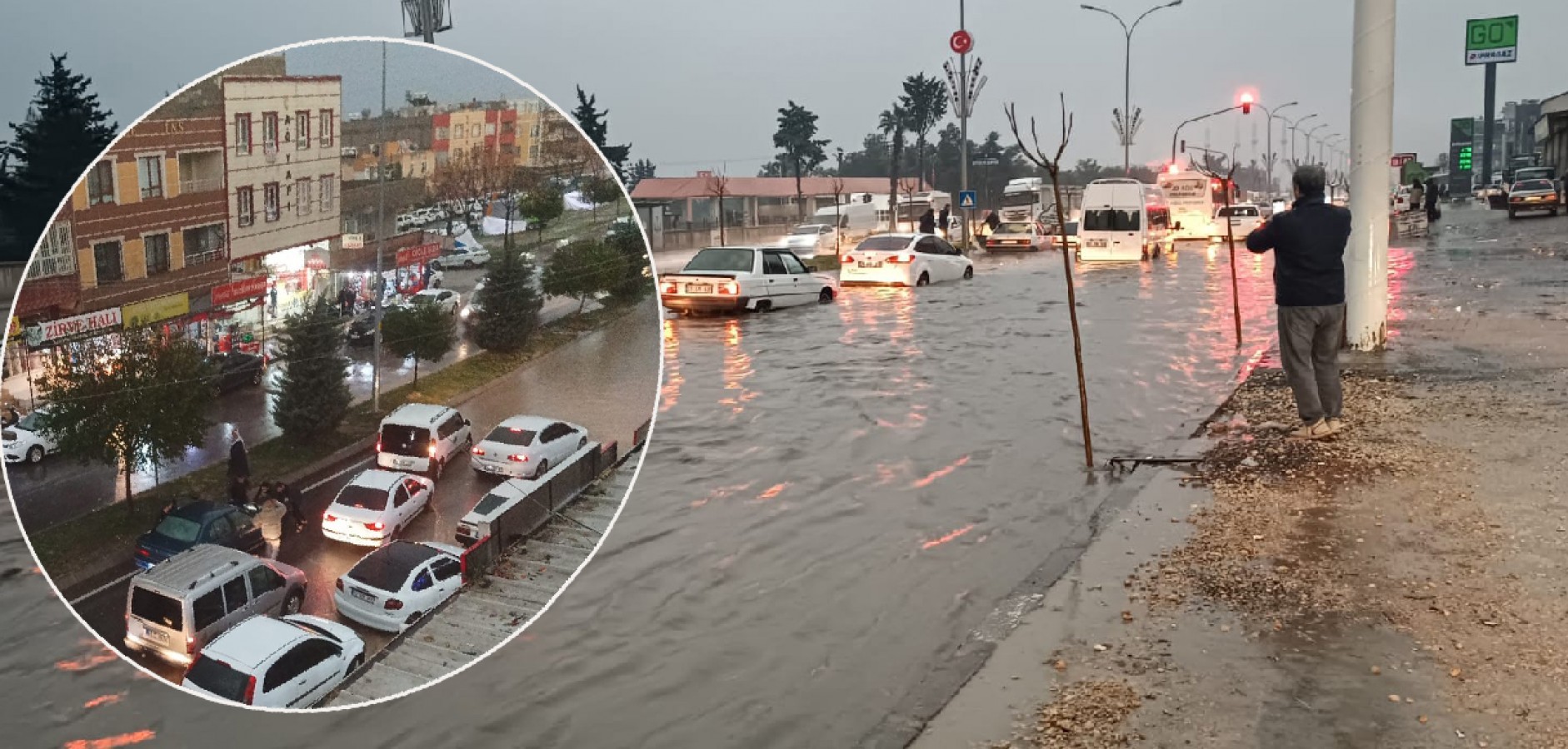 İlçeler farklı manzara aynı! Urfa'da yollar göle döndü;