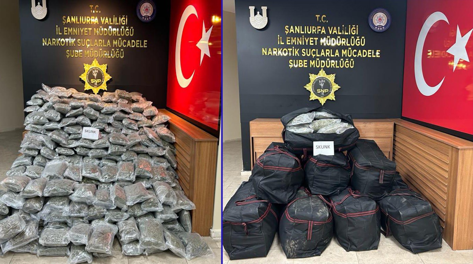 Urfa’da 177 kilo skunk ele geçirildi;