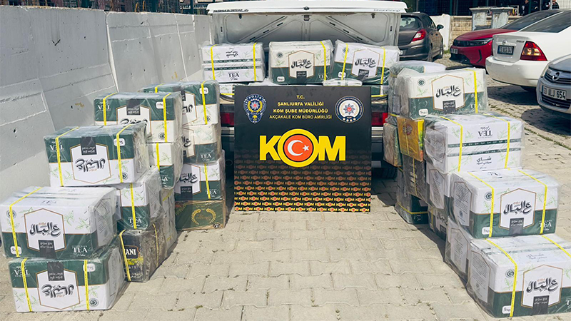 Akçakale’de 150 kilo kaçak çay ele geçirildi;
